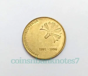 1996 Slovenia 5 Tolrajev Coin, KM #32 Uncirculated / Flower - Picture 1 of 2