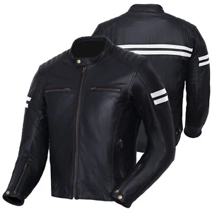Australian Bikers Gear Men's Retro Vintage Cafe Racer Motorcycle Leather Jacket - Picture 1 of 7