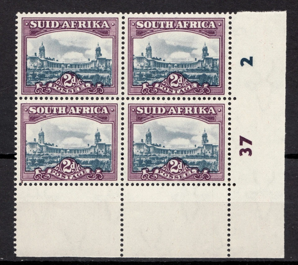 1945 South Africa Sc #55 - 2d Bilingual - Corner block of MNH stamps - Image 1 of 1