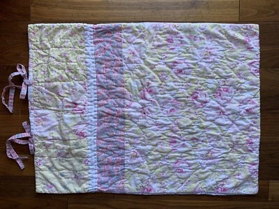 Mervyn’s Tie Closure Floral Rose Pink Pillow Sham Quilt 100% Cotton Spring - Image 1 of 4