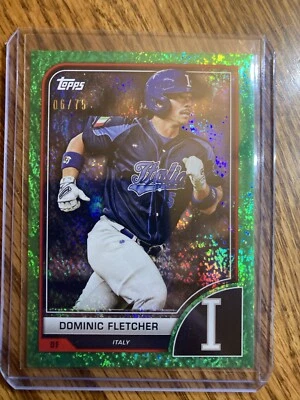 2023 Topps WBC Dominic Fletcher Green Sparkle Foil /75 Italy - Image 1 of 2