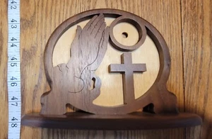 Handarbeit, Gebet "Betende Hände" Dekupiersäge Holz Uhr Rohling. - Bild 1 von 2