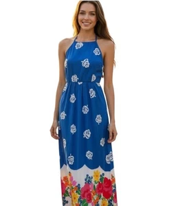 Maxi Vestido Vintage Malia Honolulu Floral Halter Talla Pequeña Hawaiano Boho Resort - Imagen 1 de 5