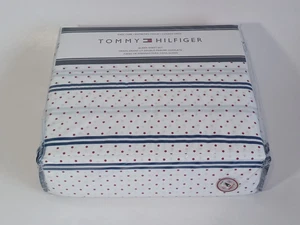 Tommy Hilfiger Queen Sheet Set 4 Piece Red White & Navy Blue, New - Picture 1 of 2