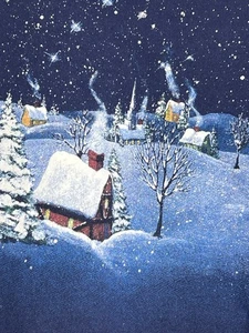 Vintage 90s Y2K Artisans Christmas Medium Sweatshirt Angel Snow Scene USA - Bild 1 von 6