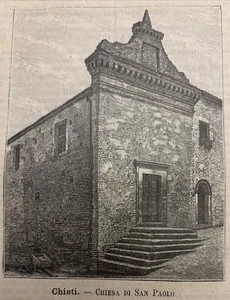 Abruzzi - CHIETI Chiesa Di San Paolo. antica incisione xilografia 1891 PREMOLI - Foto 1 di 3