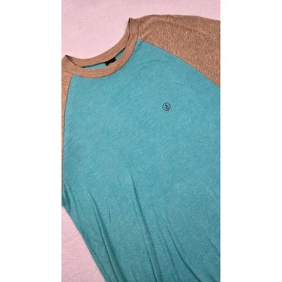 Volcom Men Heather Raglan Tee Aqua Tan Short Sleeve Crew Neck T Shirt M - Image 1 of 4