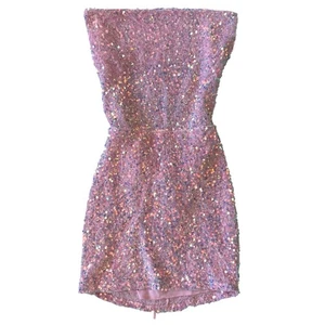 Lucy in the Sky Pink Sequin Mini Dress Criss Cross Back XS - Picture 1 of 4