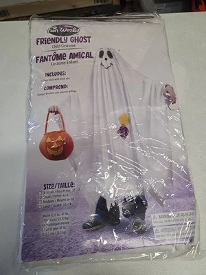Fun World Friendly Ghost  Child Costume Small 4-6 New Ghost Tunic With Mesh Eyes - Image 1 of 4