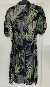 River Island Leaf Print Short Shirt Dress Size 6 - Picture 1 of 7