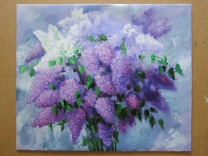 LILAC Flowers Original Oil Acrylic Painting Art By Ukraine Artist - Picture 1 of 5
