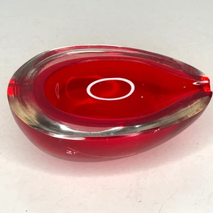 Vintage Murano Glass Ashtray Bowl Dish Red Lips Sommerso Art Glass Flavio Poli - Picture 1 of 7