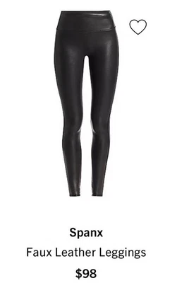 NUEVO CON ETIQUETAS Leggings Spanx Imitación Cuero Forrados de Vellón Negros Pequeños Regulados Foto 1 de 4