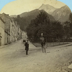 Frankreich Pyrenäen Pic du Ger Gipfelansicht von Eaux Bonnes altes Stereo Foto Lamy 1867 - Bild 1 von 3