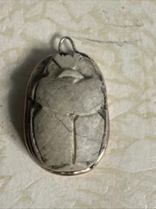 Antique 10k Gold Genuine CARVED EGYPTIAN SCARAB BEETLE Charm Pendant - Picture 1 of 9