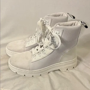 Dr. Martens Damen Combs weiß Canvas Kampfstiefel Größe 9 Schnürstiefel - Bild 1 von 7