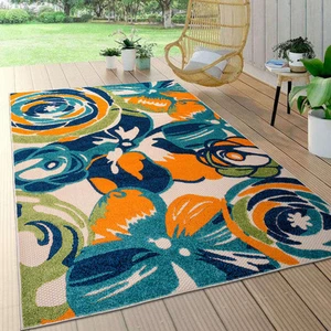 Rugshop Outdoor Rug Modern Floral Indoor/Outdoor Carpet Large Patio Carpet 8x10 - Picture 1 of 10