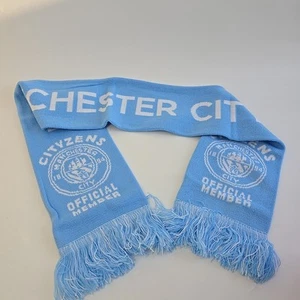 Bufanda Manchester Cityzens Miembro Oficial Azul Blanco Fútbol - Imagen 1 de 4