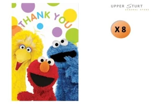 Sesame Street Thank You Cards 8 Pack Party Supplies FAST SHIPPING - Picture 1 of 1