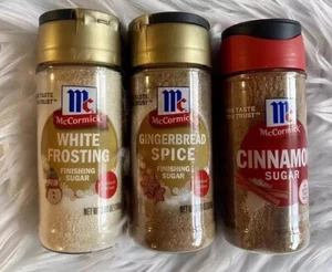 McCormick Finishing Sugar Holiday Set Of 3 Gingerbread, Frosting Cinnamon - Picture 1 of 2
