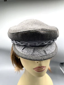 Unisex Greek Fishermens hat grey Wool nylon Sz 6 3/4 Lace Trim vintage small - Picture 1 of 24