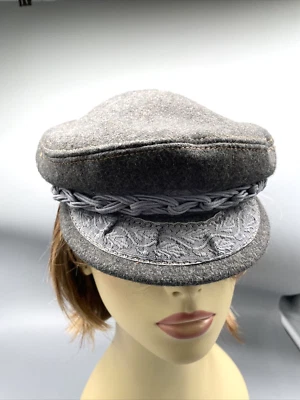 Unisex Griego Pescador Sombrero Gris Lana Nylon Talla 6 3/4 Encaje Ribete De Colección Pequeño Foto 1 de 4