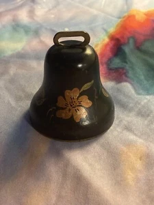 Vintage Black Copper Bell With Flowers & Leaves - Picture 1 of 5