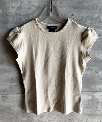 Top Express Vintage Años 90 Tejido Crema Mezcla Algodón Talla S Foto 1 de 4