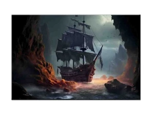 Artwork Pirates Ship Boat Oil Painting Printed On Canvas Home Art Wall Decor VI - Picture 1 of 8