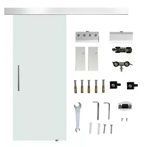 HOMCOM Porta Scorrevole Vetro Satinato 8mm Binario in Alluminio 205x77.5cm - Foto 1 di 10