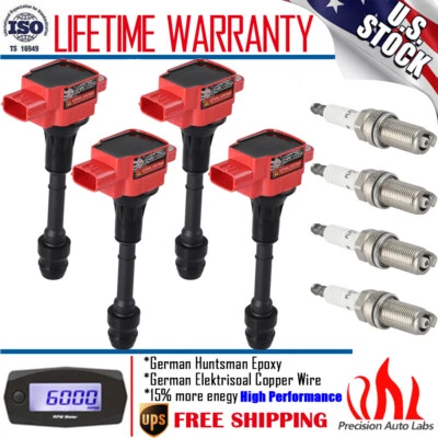Paquete de 4 bobinas de encendido y bujías para Nissan Altima Sentra X-Trail 2,5 L UF350 Foto 1 de 4