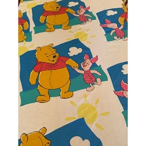 Vintage Disney Winnie Puuh Doppelgröße flaches Laken Ferkel Kinder Kinderzimmer - Bild 1 von 3