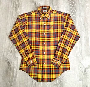 Vintage 60s 70s Brent Montgomery Ward Plaid Poplin Shirt Retro Preppy Mod S / XS - Picture 1 of 10