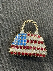 Pocketbook Shaped American Rhinestone Flag Pin by Premier Designs - Picture 1 of 5