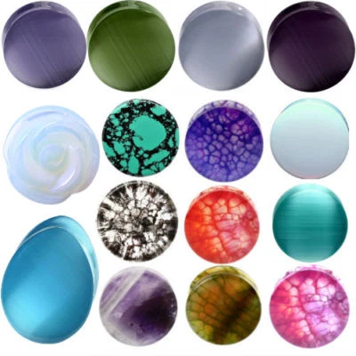 Ear Gauges Organic Stone Ear Plugs Tunnels 2 G, 0G,00G,12,14,16,19,22,25MM USA  - Image 1 of 3