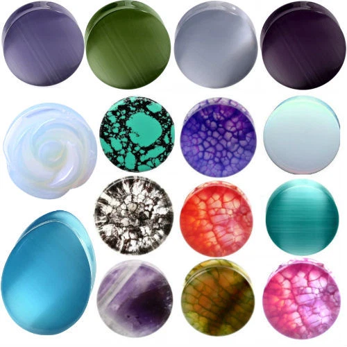 Ear Gauges Organic Stone Ear Plugs Tunnels 2 G, 0G,00G,12,14,16,19,22,25MM USA  - Image 1 of 3