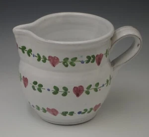 WILLIAMS SONOMA MADE IN PORTUGAL CERAMIC PRIMITIVE HEARTS PITCHER - Picture 1 of 5