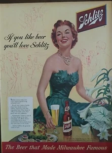 1954 vintage Schlitz beer ad. the beer that made Milwaukee famous. - Picture 1 of 1