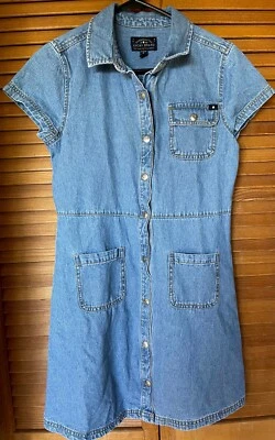 LUCKY BRAND, NIÑOS TALLA XL 16, VESTIDO DENIM DELANTERO A PRESIÓN, MANGAS CORTAS, ALGODÓN, USADO EN EXCELENTE ESTADO Foto 1 de 4