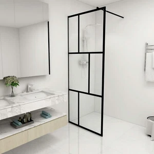 Walk-in Shower Wall with Tempered Glass Black 80x195 G7P8 - Picture 1 of 7