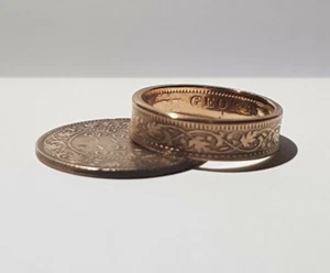 Hand crafted Copper Anna Coin Ring hand made India Let Me Know Your Size - Picture 1 of 3