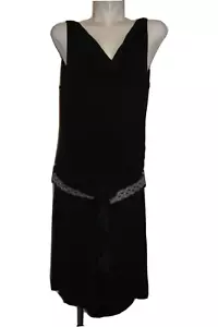 INNUENDO Catherine Van Osch schwarz drapierter Ausschnitt Perlen Gürtel an der Taille Kleid Größe 4 - Bild 1 von 6