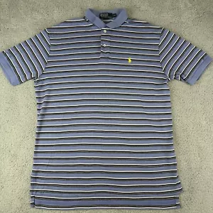 Polo Ralph Lauren Poloshirt Herren Large blau gestreift gelb Pony Preppy " - Bild 1 von 10