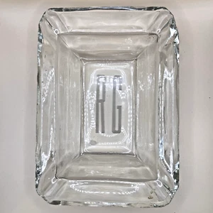 Antique Art Deco Signed RG 5x7x2" Rectanglular Thick Clear Glass Ashtray Read - Picture 1 of 12
