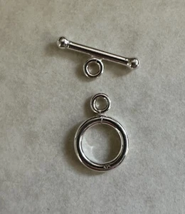Sterling Silver heavy toggle clasp  12mm ring 18mm toggle  - Picture 1 of 2