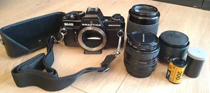 Praktica BMS Electronic SLR Camera w/3 Lenses Strap Kodak Gold 200 35mm Film - Picture 1 of 12