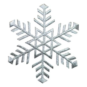 Silver Snowflake Applique Patch - Snow, Winter Badge 3.25" (Iron on) - Picture 1 of 1
