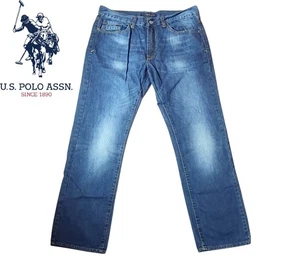 U.S. Polo Assn. Men's Blue Straight Fit Jeans W34 L32 Premium 100% Cotton Demin - Picture 1 of 10