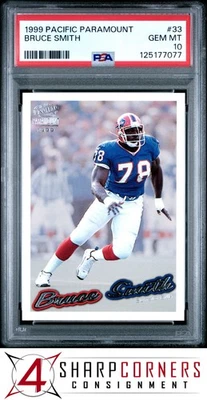 1999 PACIFIC PARAMOUNT #33 BRUCE SMITH BILLS HOF POP 1 PSA 10 - Image 1 of 3