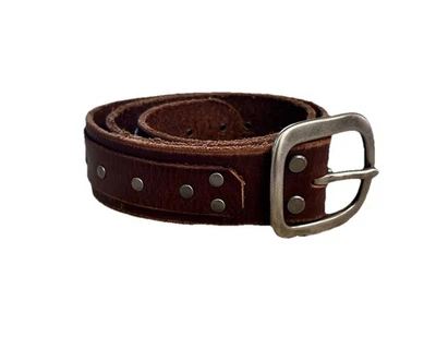 Brown Leather Women’s Belt Silver Studded Silver Buckle 36 Inches - Image 1 of 4